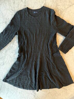 Gap CashSoft Fit & Flare Sweater Dress | True Black | Textured Knit | XL